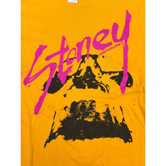 Men's Gildan Post Malone Stoney Graphic T-shirt Size L Yellow - Picture 1 of 14